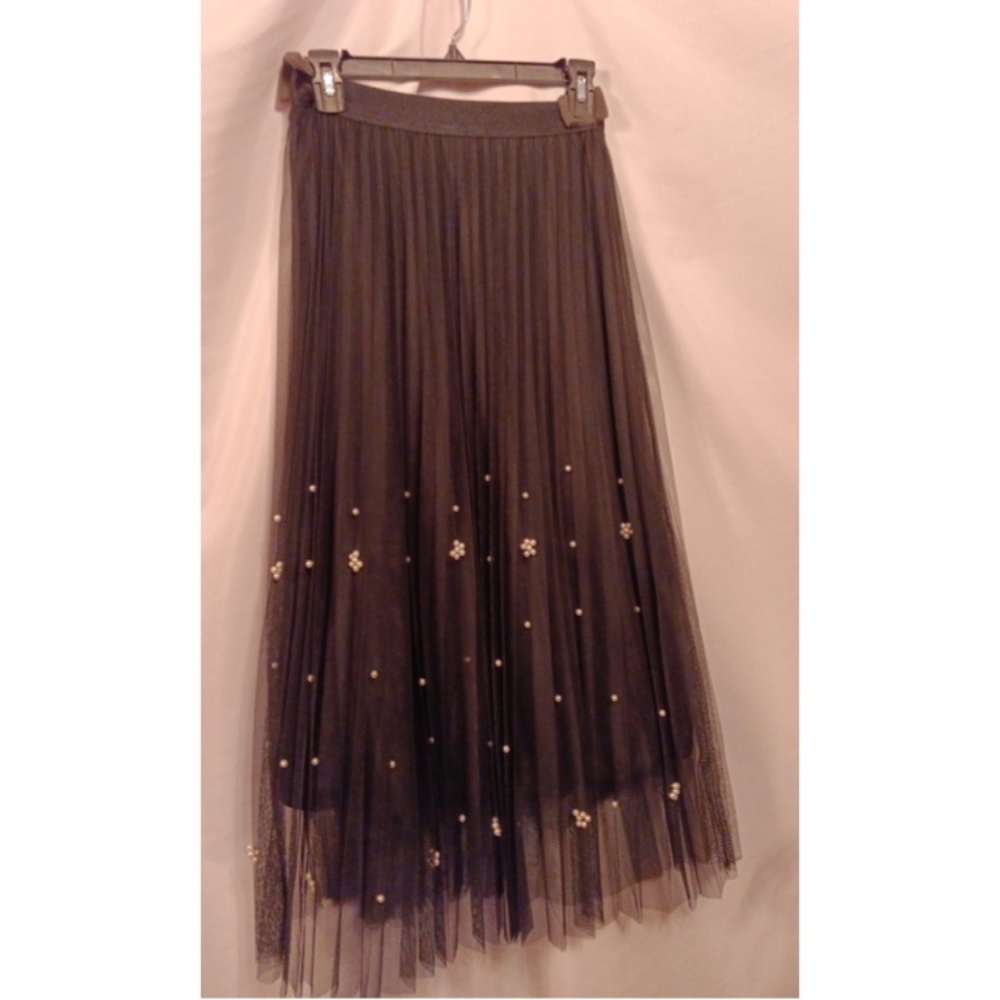Eva Franco Black Pearl Pleated Tulle Skirt for Anthropologie NWT - Picture 4 of 4
